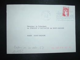 LETTRE TP SABINE 1,30 OBL.MEC.24-7 1980 89 AUXERRE RP + TRI INDEXATION BARRES ROSES Marque à Sec F7 - Cartas & Documentos