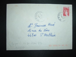 LETTRE TP SABINE 1,40 ROUGE OBL.3-7 1981 30 ST QUENTIN-LA.. + TRI INDEXATION BARRES ROSES Marque à Sec H3 - Covers & Documents