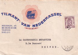 DDX 070 --  Carte Privée TP Petit Sceau Annulé Chiffre De Poste 2 En 1950 - Articles Pour Bébés Tilmant à MERKSEM - 1935-1949 Small Seal Of The State