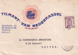 DDX 070 --  Carte Privée TP Petit Sceau Annulé Chiffre De Poste 2 En 1950 - Articles Pour Bébés Tilmant à MERKSEM - 1935-1949 Kleines Staatssiegel