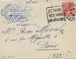 LETTRE OBLITERATION DAGUIN " BEAUNE SES VINS -SON HOTEL - DIEU - " ANNEE 1926 - Mechanical Postmarks (Other)