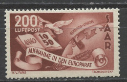 Sarre - Saarland Poste Aérienne 1950 Y&T N°PA13 - Michel N°F298 * - 200f Conseil De L'Europe - Luchtpost