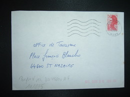 LETTRE TP LIBERTE 2,10 OBL.MEC.27-2 1985 59 LOOS + TRI INDEXATION BARRES ROSES Marque à Sec *f - Covers & Documents