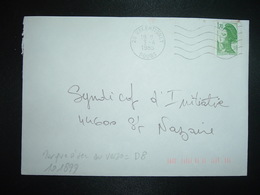 LETTRE TP LIBERTE 1,70 OBL.MEC.3-4 1985 25 VALENTIGNEY + TRI INDEXATION BARRES ROSES Marque à Sec D8 - Storia Postale