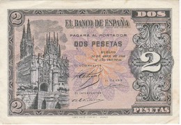 BILLETE DE ESPAÑA DE 2 PTAS  DEL AÑO 1938 SERIE N CALIDAD EBC (XF) (BANKNOTE) - 1-2 Peseten