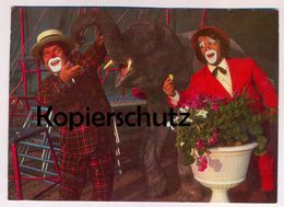 ÄLTERE POSTKARTE CIRCUS BUSCH BERLIN UND ROLAND BREMEN BIMBO & JO-JO Clown Clowns Paillasse Zirkus Cirque Elefant Samba - Circus