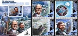 Djibouti 2020, Antartic, Ship, Explorers, Birds, 4val In BF +BF - Antarctic Wildlife