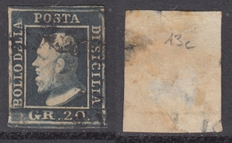 ITALIA - Sicilia - 1859 Sassone N.13c Ardesia Scuro (I) Cat 1850 Euro - Sizilien