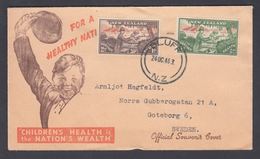 1946. New Zealand. HEALTH Complete Set On FDC To Sweden From BLUFF N.Z. 24.OC.46.  (MICHEL 293-294) - JF323623 - Covers & Documents