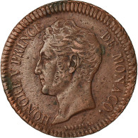 Monnaie, Monaco, Honore V, Decime, 1838, Monaco, TTB+, Cuivre, Gadoury:105 - Charles III.