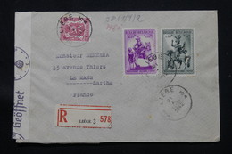 BELGIQUE - Affranchissement Plaisant Sur Enveloppe En Recommandé De Liège Pour La France En 1942 Avec Contrôle - L 59776 - Storia Postale