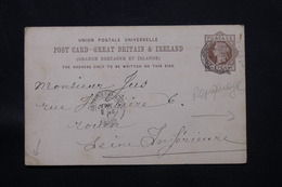 ROYAUME UNI - Entier Postal Avec Repiquage Au Verso De Londres Pour La France En 1883 - L 59836 - Luftpost & Aerogramme
