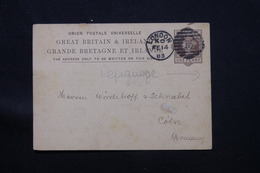ROYAUME UNI - Entier Postal Avec Repiquage Au Verso De Londres Pour L'Allemagne En 1883 - L 59839 - Luftpost & Aerogramme