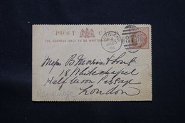 ROYAUME UNI  - Entier Postal Avec Repiquage Au Verso De Wigan Pour Londres En 1886 - L 59846 - Luftpost & Aerogramme