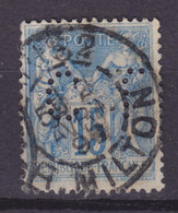 France Perfin Perforé Lochung 'CT' 1892 Mi. 83  15c. Sage PARIS R. Milton Cancel (2 Scans) - Used Stamps