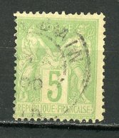 FRANCE - 5c VERT JAUNE TYPE SAGE (II) - N° Yvert 106 Obli - 1876-1878 Sage (Tipo I)