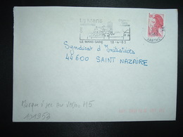 LETTRE TP LIBERTE 1,80 ROUGE OBL.MEC.18-4 1983 72 LE MANS GARE + TRI INDEXATION BARRES ROSES Marque à Sec H5 - Covers & Documents