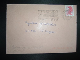 LETTRE TP LIBERTE 1,80 ROUGE OBL.MEC.28-3 1983 44 ANCENIS + TRI INDEXATION BARRES ROSES Marque à Sec 09 - Storia Postale