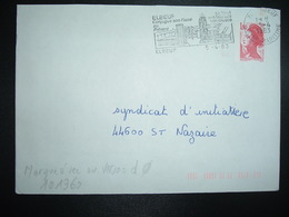 LETTRE TP LIBERTE 1,80 ROUGE OBL.MEC.5-4 1983 76 ELBEUF + TRI INDEXATION BARRES ROSES Marque à Sec D0 - Storia Postale