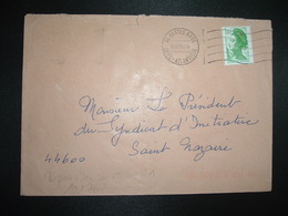 LETTRE TP LIBERTE 1,60 VERT OBL.MEC.06.02.84 44 NANTES GARE + TRI INDEXATION BARRES ROSES Marque à Sec H0 - Lettres & Documents