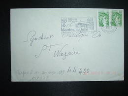 LETTRE TP SABINE 1,00 VERT X2 OBL.MEC.19-9 1979 78 MANTES LA JOLIE PPAL + TRI INDEXATION BARRES ROSES Marque à Sec 09 - Storia Postale