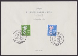 Mi-Nr. 439/40 Sonderblatt "Europa- Marken", 1958, Pass. ESst "Bonn" - Covers & Documents