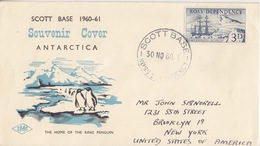 Polaire Néozélandais, N° 1 Obl. Scott-Base Le 30 NO 60 Sur Env Illustrée Scott Base 1960-61 - Cartas & Documentos