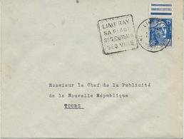 LETTRE OBLITERATION DAGUIN -LIMERAY SA PLAGE -SES COTEAUX -SES VINS -INDRE ET LOIRE -1955 - Mechanical Postmarks (Other)