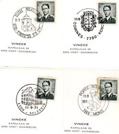 11-9-1971 : 4 Cachets Spéciaux Différents (Montignies-sur-Sambre, Comines, Sclessin & Mons) Voir Scan - Gedenkdokumente