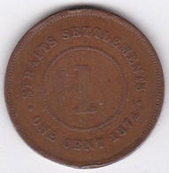 Straits Settlements 1 Cent 1874 Victoria, En Bronze, KM# 9 - Colonias