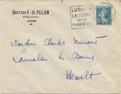 LETTRE OBLITERATION DAGUIN - LUCHON LA REINE DES PYRENEES -HTE GARONNE - 1924 - Mechanical Postmarks (Other)