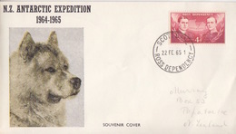 Polaire Néozélandais, N° 2 Obl. Scott-Base Le 22 FE 65 Sur Lettre Illustrée N.Z. Antarctic Expédition 1964-1965 (chien) - Covers & Documents