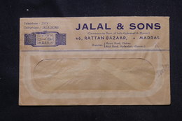 INDE - Enveloppe Commerciale De Madras En 1939, Affranchissement Plaisant Au Verso - L 59944 - 1936-47 Koning George VI