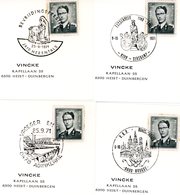 4 Cachets Spéciaux 1971 : Herentals (la Vierge) - Adinkerke (pont & Canal) - Brugge (place) - Serskamp (la Vierge) - Documents Commémoratifs