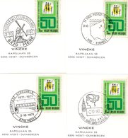 Thema "pont - Moulin - Mer" Cachets Spéciaux 1971 : Heule - Mere - Torhout - Antwerpen - Commemorative Documents