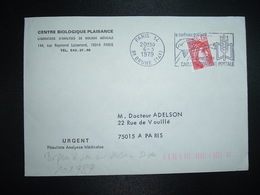 LETTRE TP SABINE 1,20 ROUGE OBL.MEC.6-3 1979 PARIS 14 + TRI INDEXATION BARRES ROSES Marque à Sec D* - Storia Postale