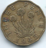 Great Britain / United Kingdom - George VI - 1945 - 3 Pence - KM849 - F. 3 Pence