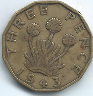 Great Britain / United Kingdom - George VI - 1943 - 3 Pence - KM849 - F. 3 Pence