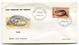 COTE DES SOMALIS -  Varan - Enveloppe Premier Jour Du 8 Mai 1967 N° YT 328 - Briefe U. Dokumente