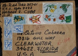 O) 1969 CUBA - SPANISH ANTILLES, CHRISTMAS - FLOWERING PLANTS -TURNERA -THEVETHIA - HIBISCUS - ALLAMANDA - COSMOS- SCT 1 - Lettres & Documents