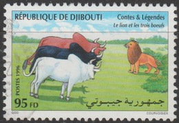 Djibouti Dschibuti 1996 Mi. 627 Oblitéré Used Contes Et Légendes Le Lion Et Les Trois Boeufs - Dschibuti (1977-...)