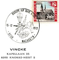 Cachet Spécial Nazareth 15-12-1972 (cachet Ballon Montgolfière) - Gedenkdokumente