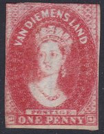 CLASSIC TASMANIA 1d CHALON IMPERF DOUBLE Or KISS PRINT - Mint Stamps