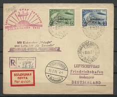 RUSSLAND RUSSIA 1931 Nordpolfahrt Luftschiff Graf Zeppelin Eisbrecher Malygin Arhangelsk - Nordpol - Friedrichshafen - Covers & Documents