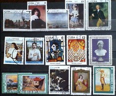 CUBA 1973-77 Painting Used Stamps - Verzamelingen & Reeksen