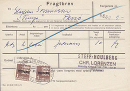 Denmark Postfærge Post Ferry Fragtbrev Freight Letter STEFF-HOULBERG (Meat, Kød) To Fanø 197? FANØ - ESBJERG FÆRGERI  !! - Postpaketten