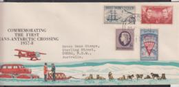 ROSS DEPENDENCY - 1957 - CROSSING FLIGHT SET OF 4 ON ILLUSTRATED FDC TO AUSTRALIA - Covers & Documents