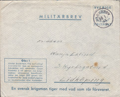 Sweden Feldpost Fieldpost Fältpost Militärbrev BARKARBY 1945 Cover Brief LIDKÖPING (2 Scans) - Militares