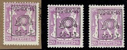 3x Voorafgestempelde PRE601-Cu 20c Met Omgekeerde Opdruk - Typo Precancels 1936-51 (Small Seal Of The State)