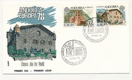ANDORRE => Enveloppe FDC => "Europa 1978" - Andorre La Vieille - 3 Mai 1978 - Cartas & Documentos